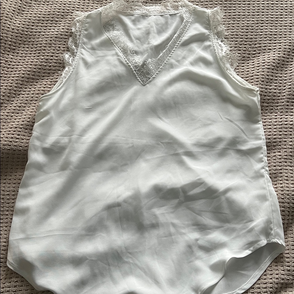 Elegant White Lace Trim Blouse